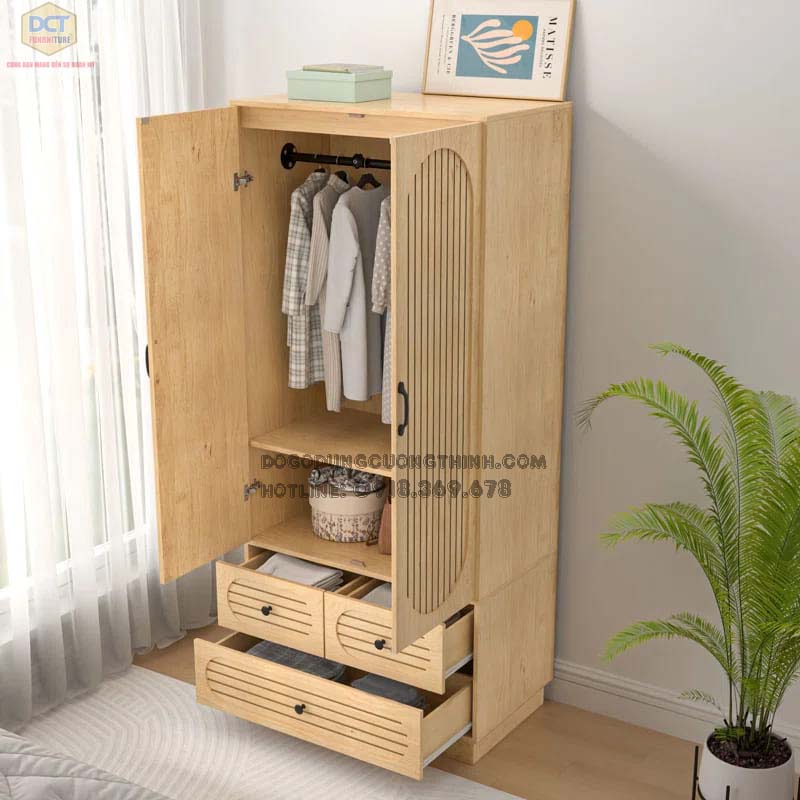 Mẫu tủ áo nhỏ gọn 2 cánh TA43 hiện đại